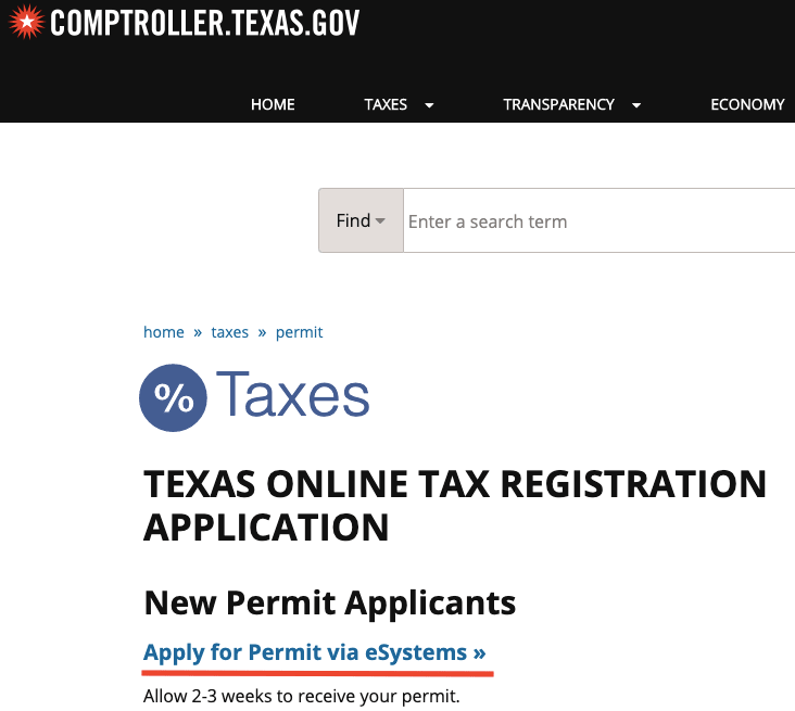 sales tax registration step 2